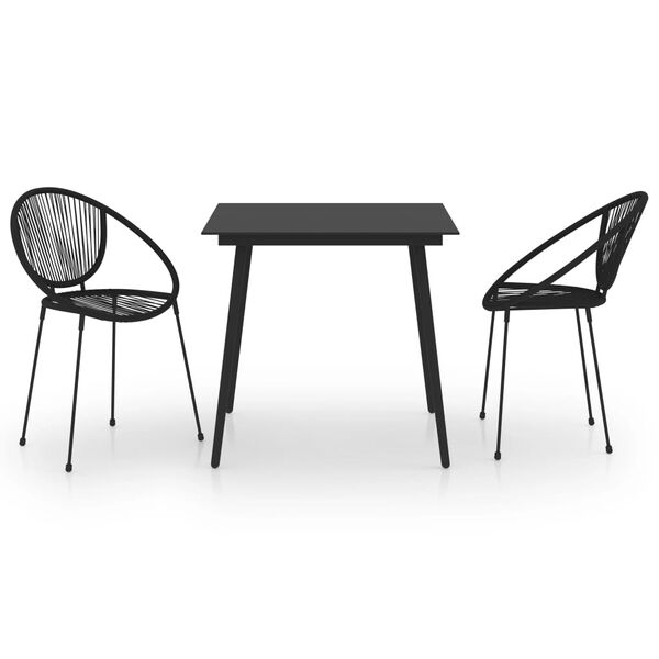 vidaXL 3 Piece Outdoor Dining Set PVC Rattan Black