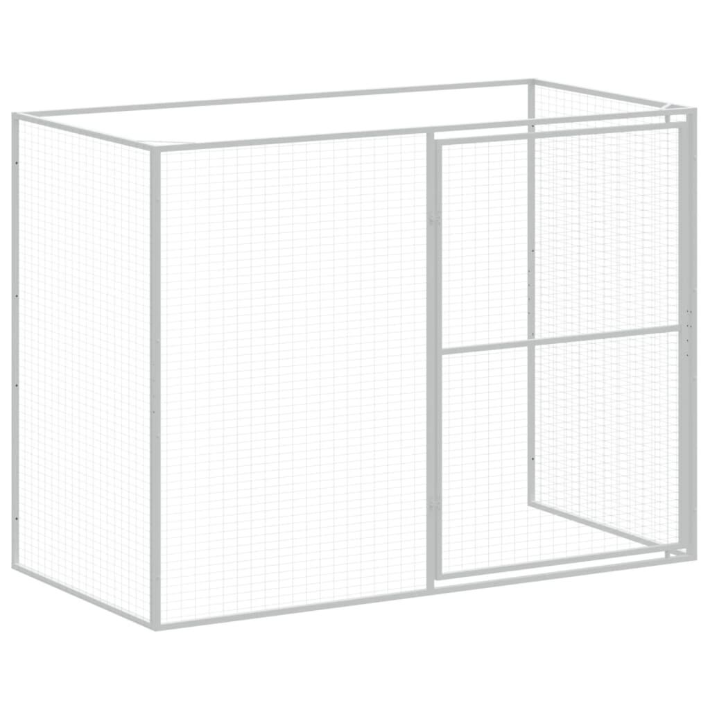 vidaXL Dog House with Run Light Grey 214x1069x181 cm Galvanised Steel