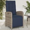 vidaXL Reclining Garden Chair with Footrest Grey Poly Rattan