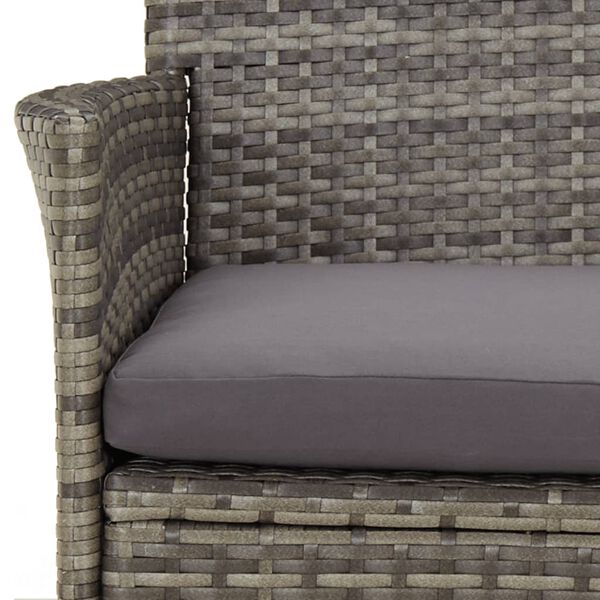 vidaXL 5 Piece Garden Bistro Set with Cushions Grey Poly Rattan