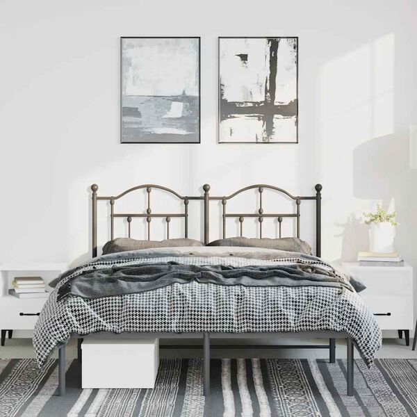 vidaXL Metal Bed Frame without Mattress with Headboard Black 150x200cm