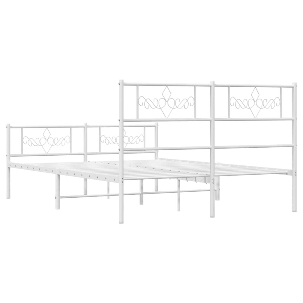 vidaXL Metal Bed Frame without Mattress with Footboard White 135x190cm