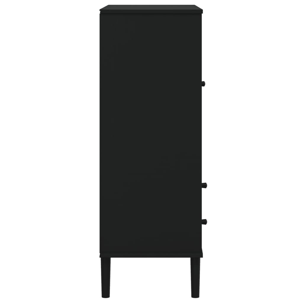 vidaXL Highboard SENJA Rattan Look Black 90x40x112cm Solid Wood Pine