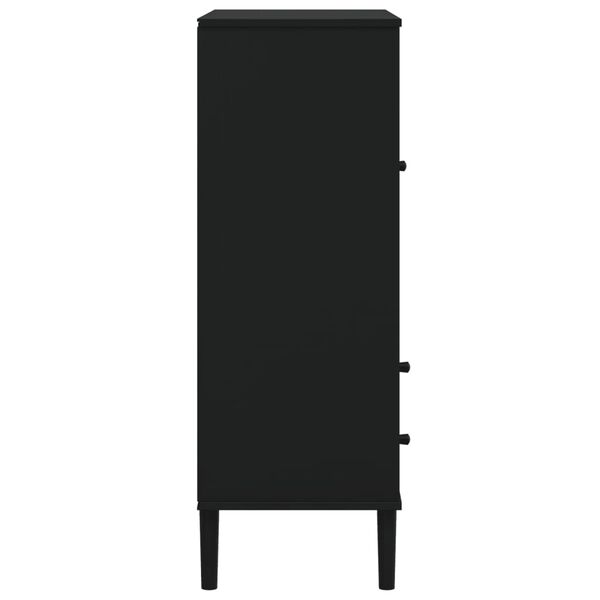 vidaXL Highboard SENJA Rattan Look Black 90x40x112cm Solid Wood Pine