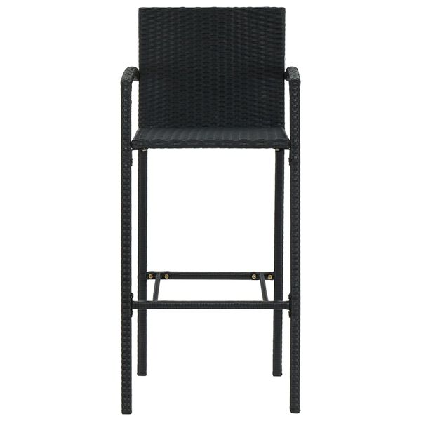 vidaXL Bar Stools 2 pcs Black Poly Rattan