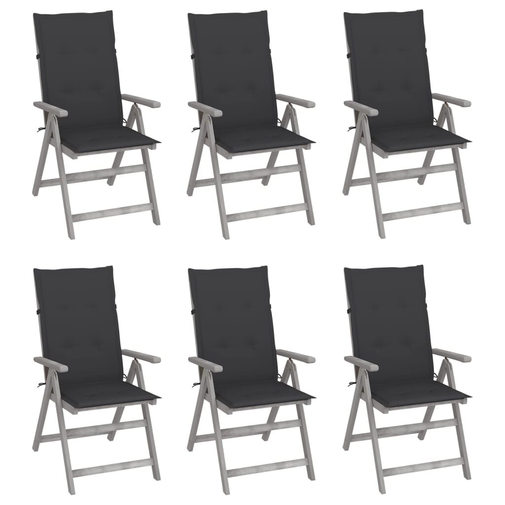 vidaXL Garden Reclining Chairs 6 pcs with Cushions Solid Acacia Wood