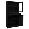 vidaXL Office Cabinet Black 90x40x180 cm Steel and Tempered Glass