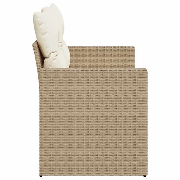 vidaXL Garden Sofa with Cushions 2-Seater Beige Poly Rattan