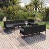 vidaXL 11 Piece Garden Lounge Set with Cushions Poly Rattan Black