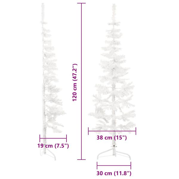 vidaXL Slim Artificial Half Christmas Tree with Stand White 120 cm