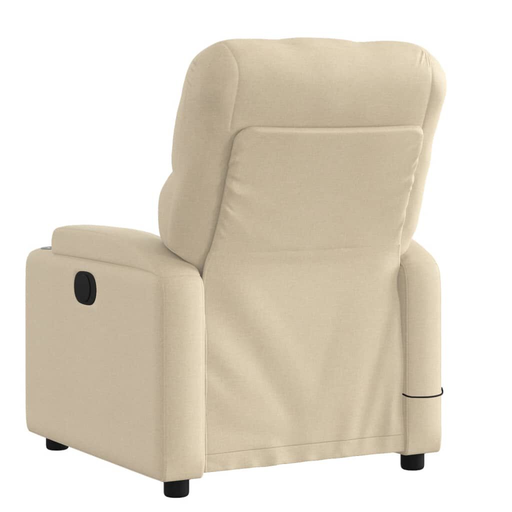 vidaXL Massage Recliner Chair Cream Fabric