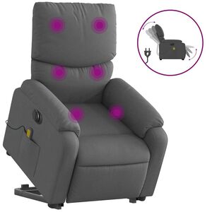 vidaXL Electric Stand up Massage Recliner Chair Dark Grey Fabric