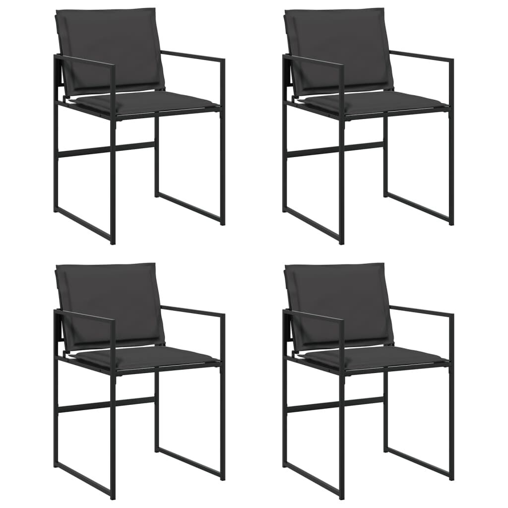 vidaXL Garden Chairs with Cushions 4 pcs Black Steel and Textilene