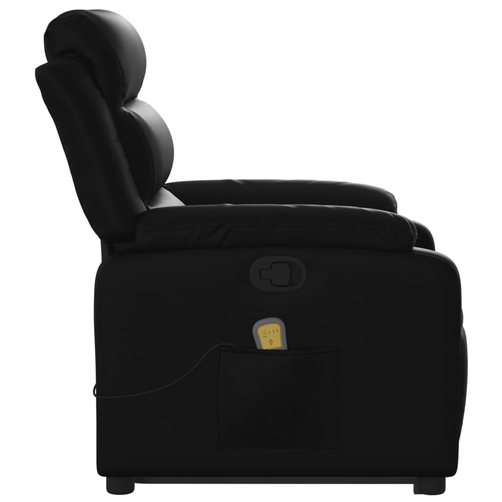 vidaXL Stand up Massage Recliner Chair Black Faux Leather