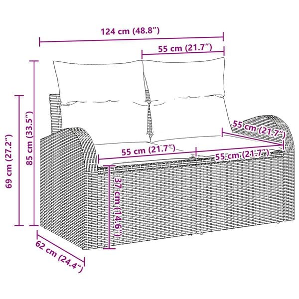 vidaXL 9 Piece Garden Sofa Set with Cushions Beige Poly Rattan