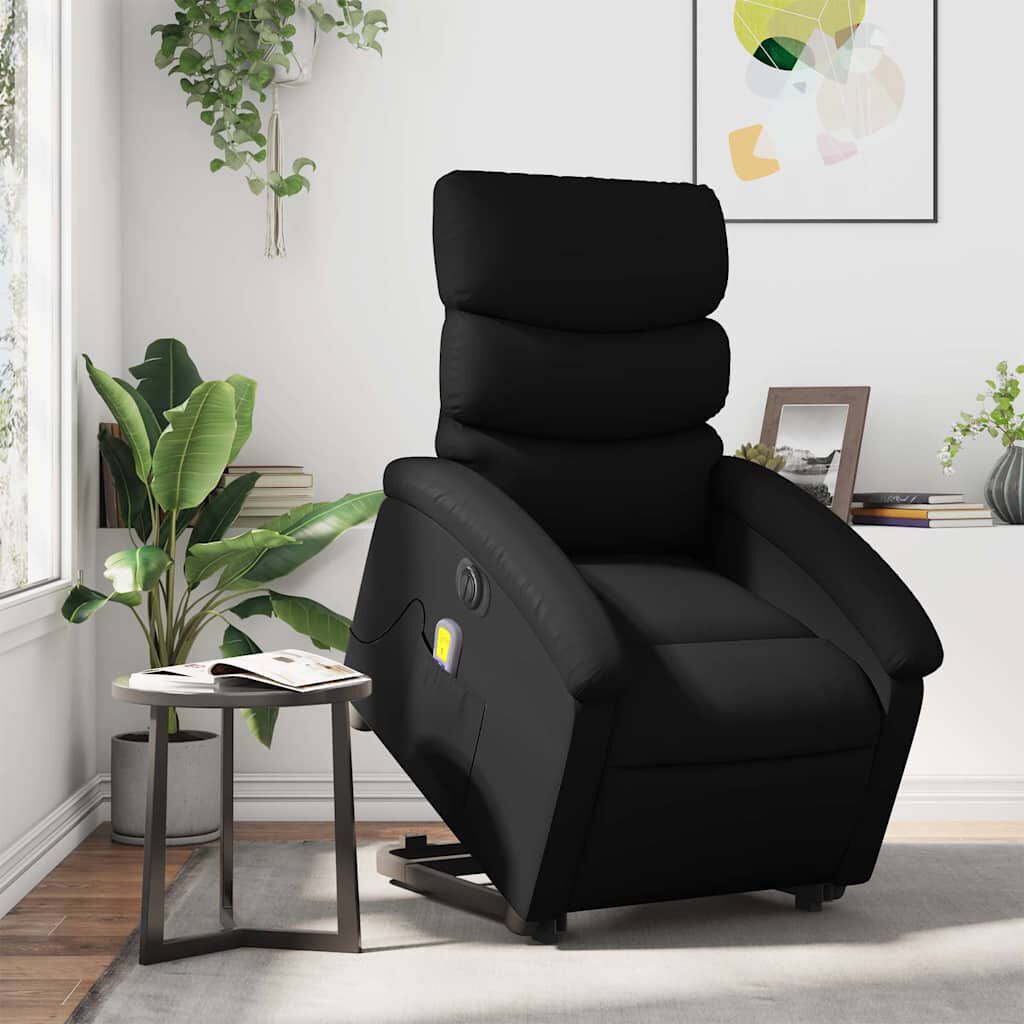 vidaXL Electric Stand up Massage Recliner Chair Black Faux Leather