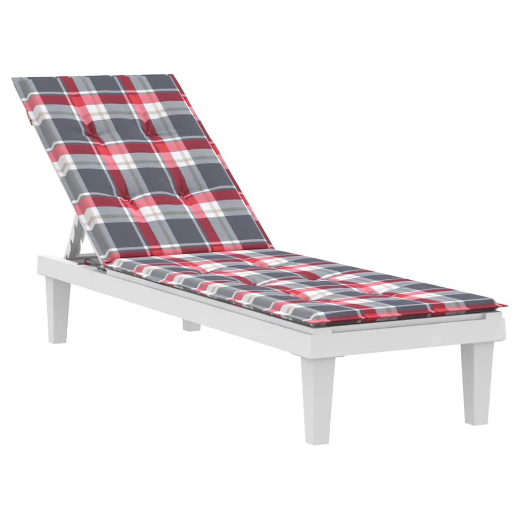vidaXL Deck Chair Cushion Red Check Pattern (75+105)x50x4 cm
