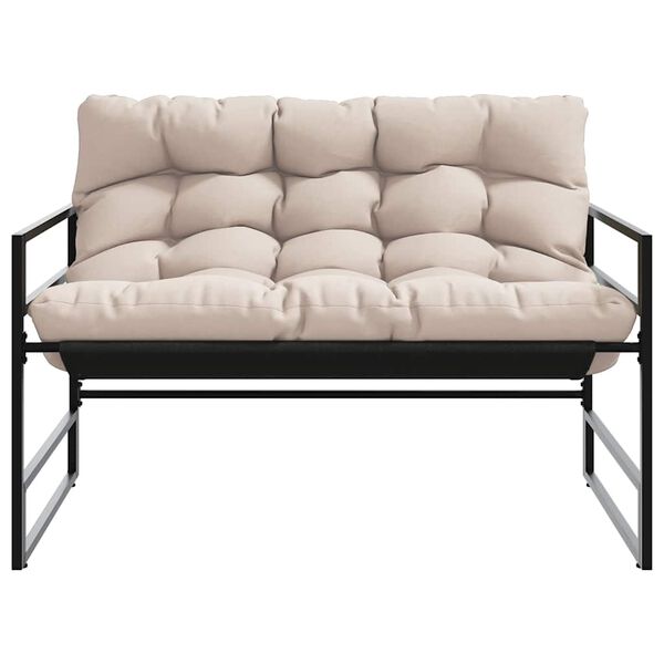 vidaXL Garden Bench with Cushion Taupe 113 cm Steel