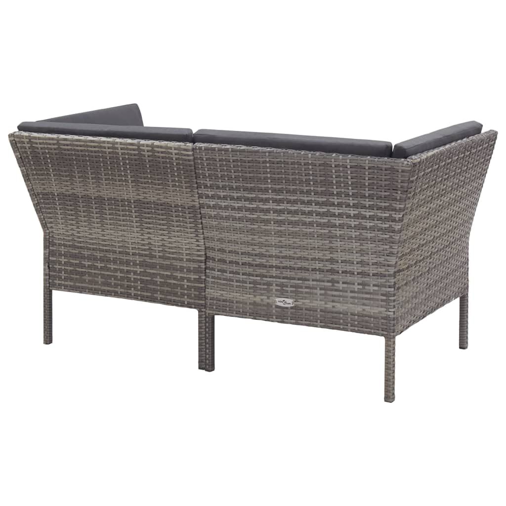vidaXL 6 Piece Garden Lounge Set with Cushions Poly Rattan Grey