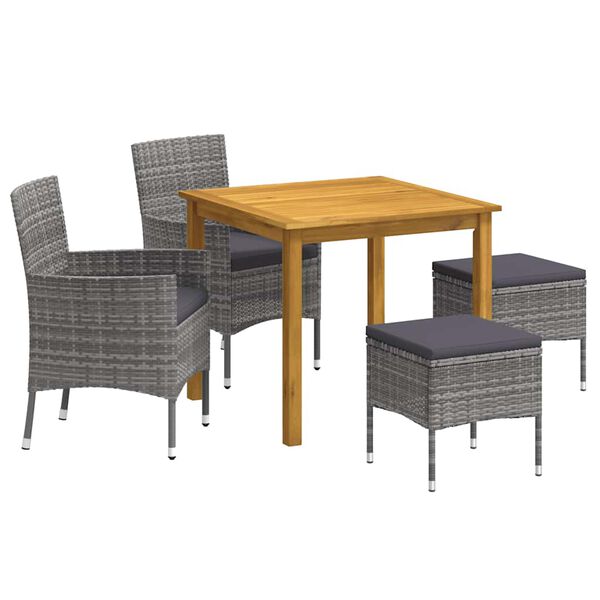 vidaXL 5 Piece Garden Dining Set Grey