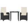 vidaXL 5 Piece Garden Dining Set with Cushions Black Poly Rattan