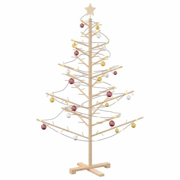 vidaXL Wooden Christmas Tree with Stand Natural 150 cm Solid pine wood