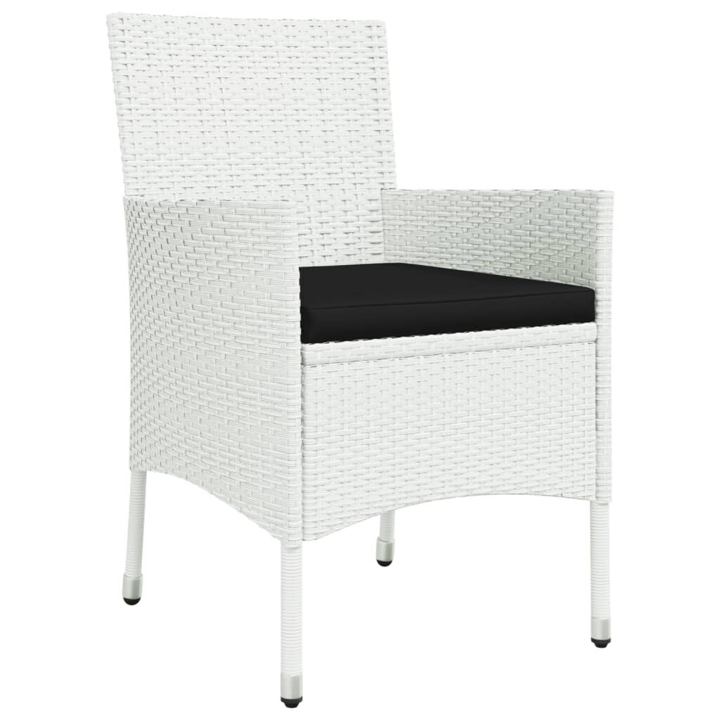 vidaXL 9 Piece Garden Dining Set with Cushions White Poly Rattan
