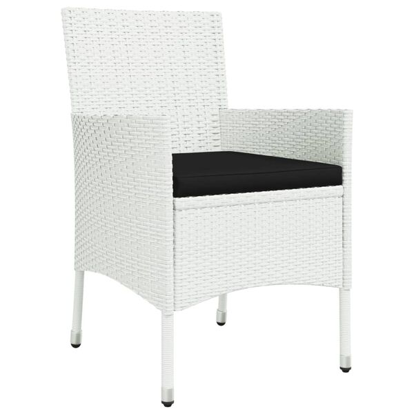 vidaXL 9 Piece Garden Dining Set with Cushions White Poly Rattan