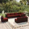 vidaXL 8 Piece Garden Lounge Set with Cushions Poly Rattan Brown