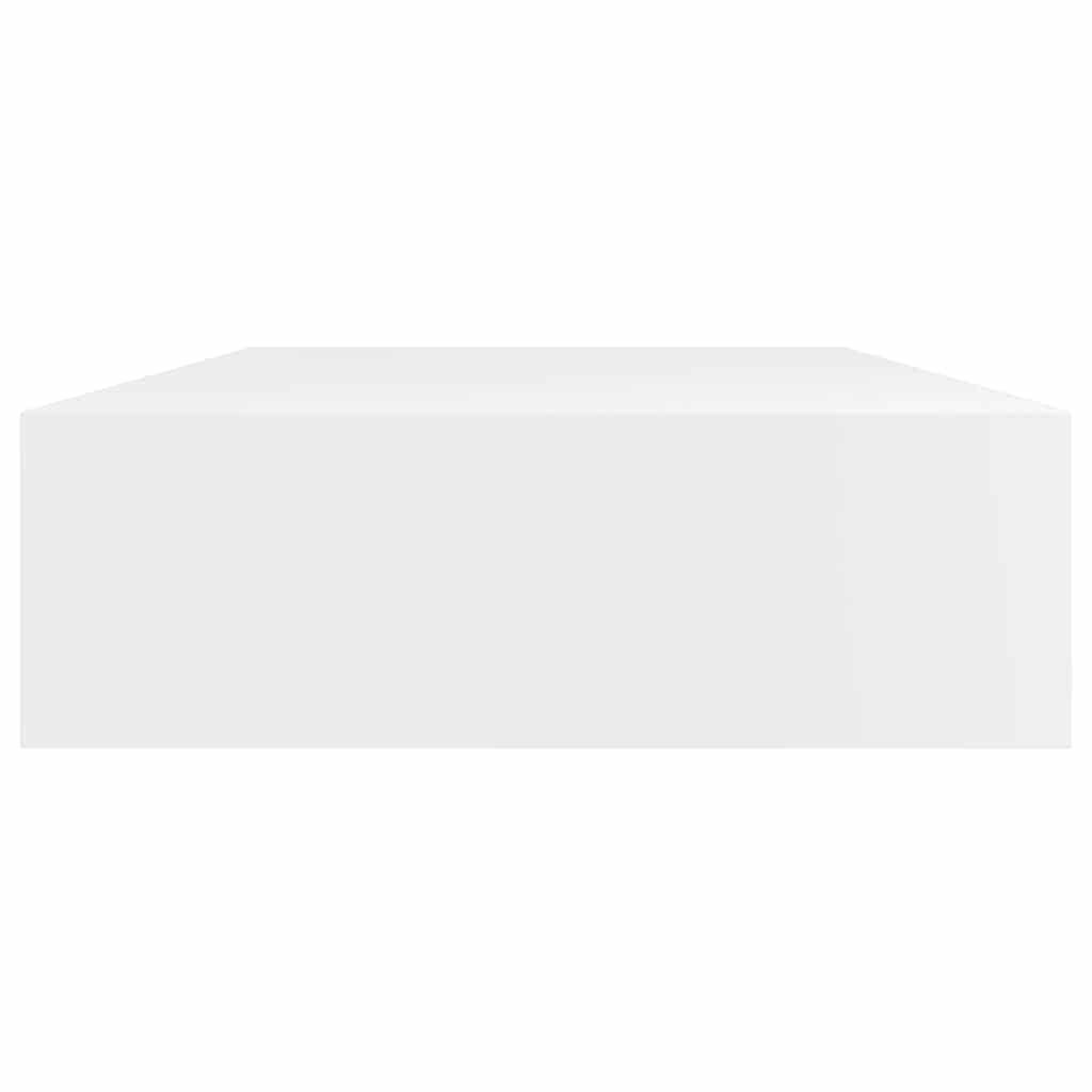 White MDF Floating Wall Display Shelf 1 Drawer Book/DVD Storage