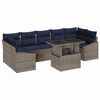vidaXL Garden Sofa Set 8 pcs Grey and Navy Blue Poly Rattan