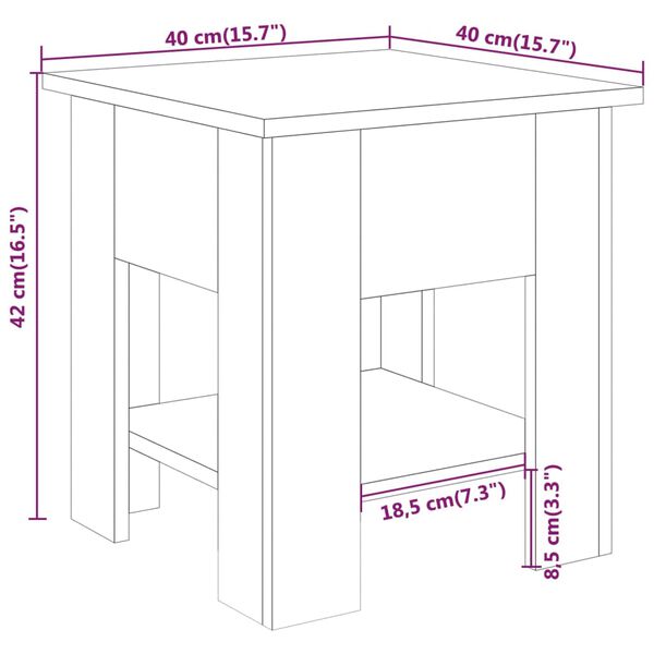 vidaXL Coffee Table Concrete Grey 40x40x42 cm Engineered Wood