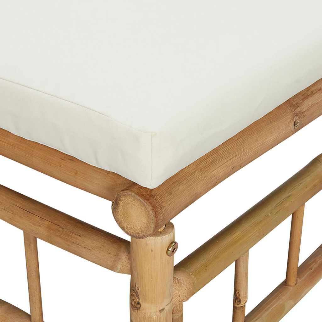 vidaXL Garden Footstool with Cream White Cushion Bamboo