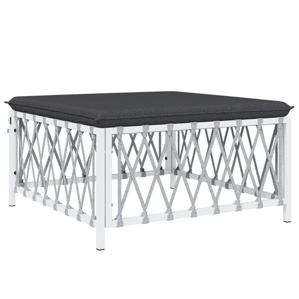 vidaXL 8 Piece Garden Lounge Set with Cushions White Steel