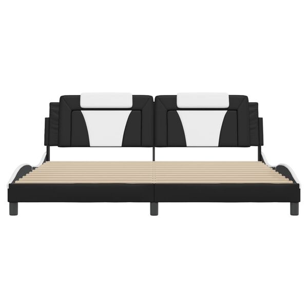 vidaXL Bed Frame "Viana" without Mattress Black and White 193x203 cm Faux Leather