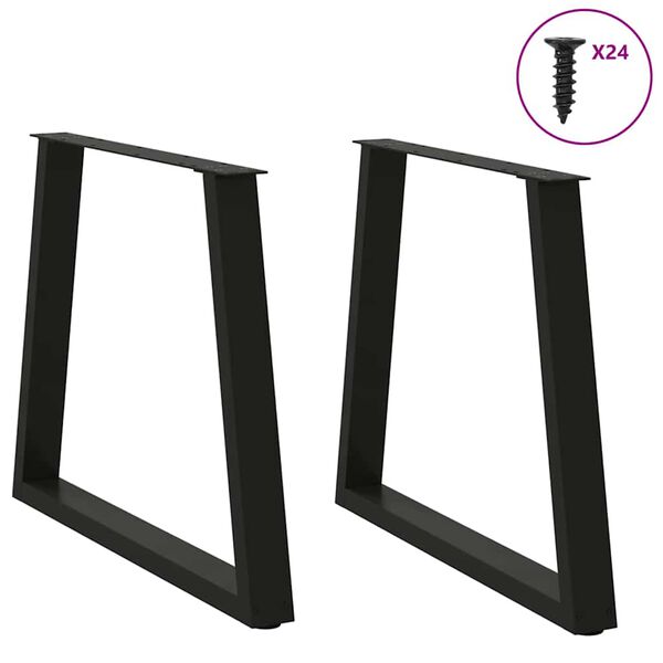 vidaXL Dining Table Legs V-Shape 2 pcs Black 80x(72-73.3) cm Steel