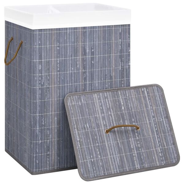 vidaXL Bamboo Laundry Basket Grey 72 L
