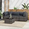 vidaXL 4 Piece Garden Lounge Set with Cushions Grey Poly Rattan