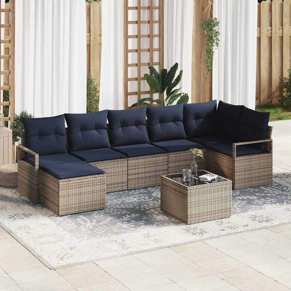 vidaXL Garden Sofa Set 8 pcs Grey Poly rattan