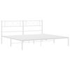 vidaXL Metal Bed Frame without Mattress with Headboard White 193x203cm