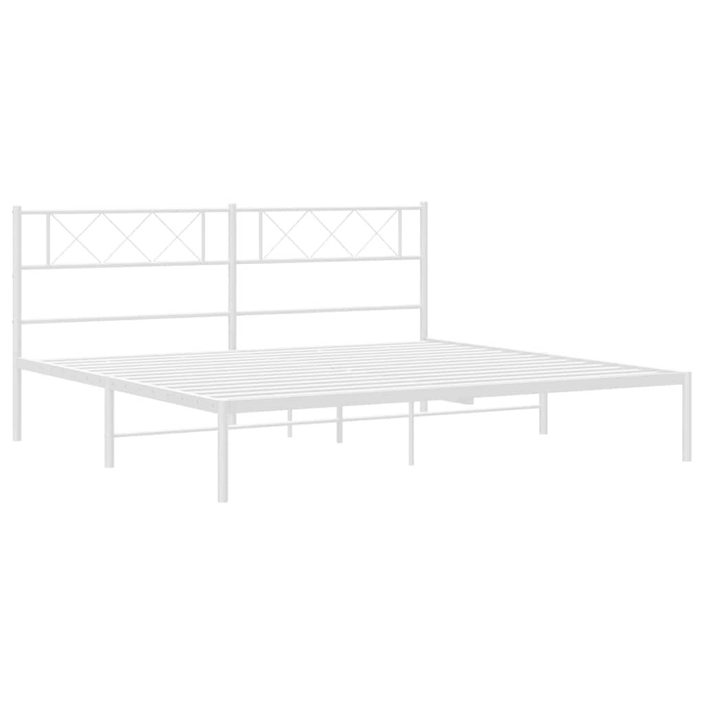 vidaXL Metal Bed Frame without Mattress with Headboard White 193x203cm