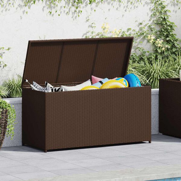 vidaXL Garden Storage Box Brown 120x50x60 cm Poly Rattan