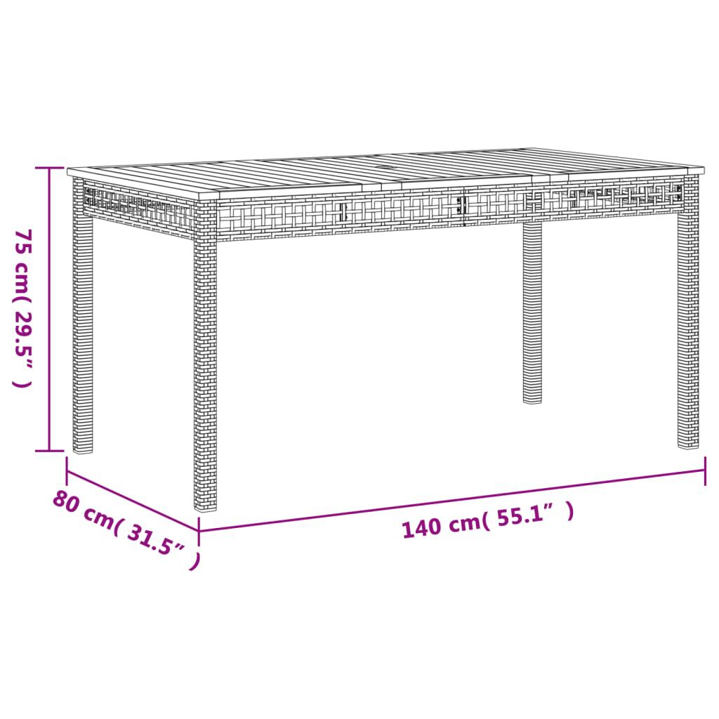 vidaXL 7 Piece Garden Dining Set with Cushions Beige Poly Rattan