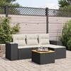vidaXL 5 Piece Garden Sofa Set with Cushions Black Poly Rattan