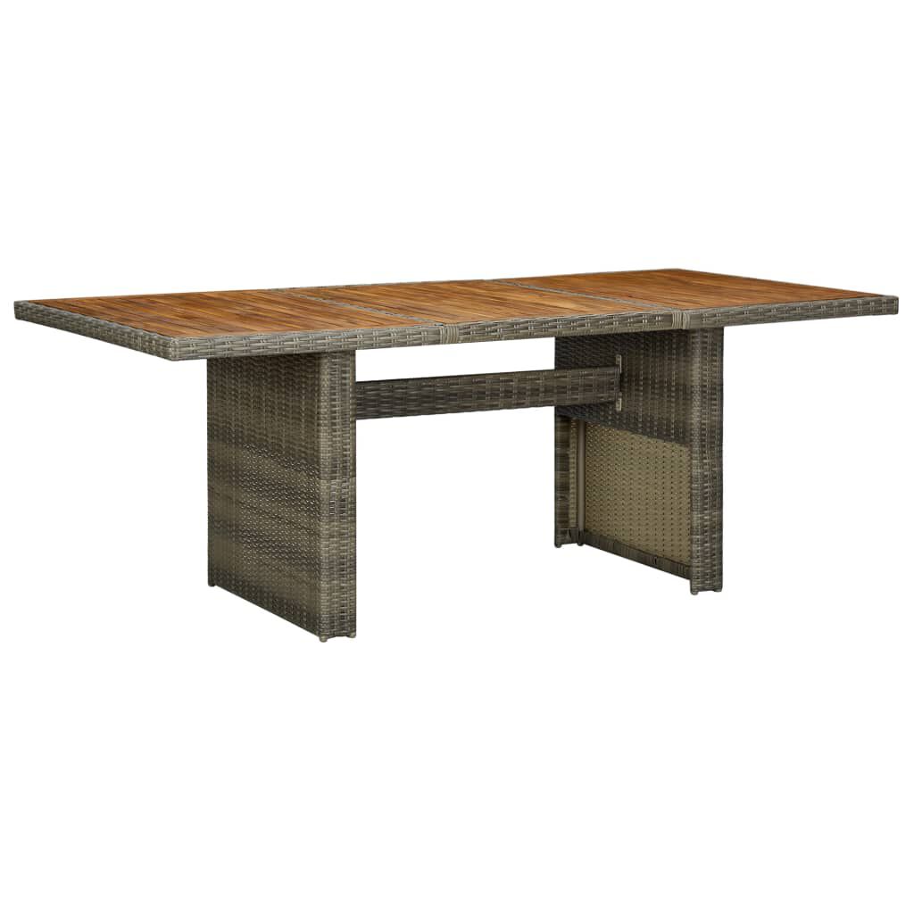 vidaXL Garden Table Brown Poly Rattan and Solid Acacia Wood