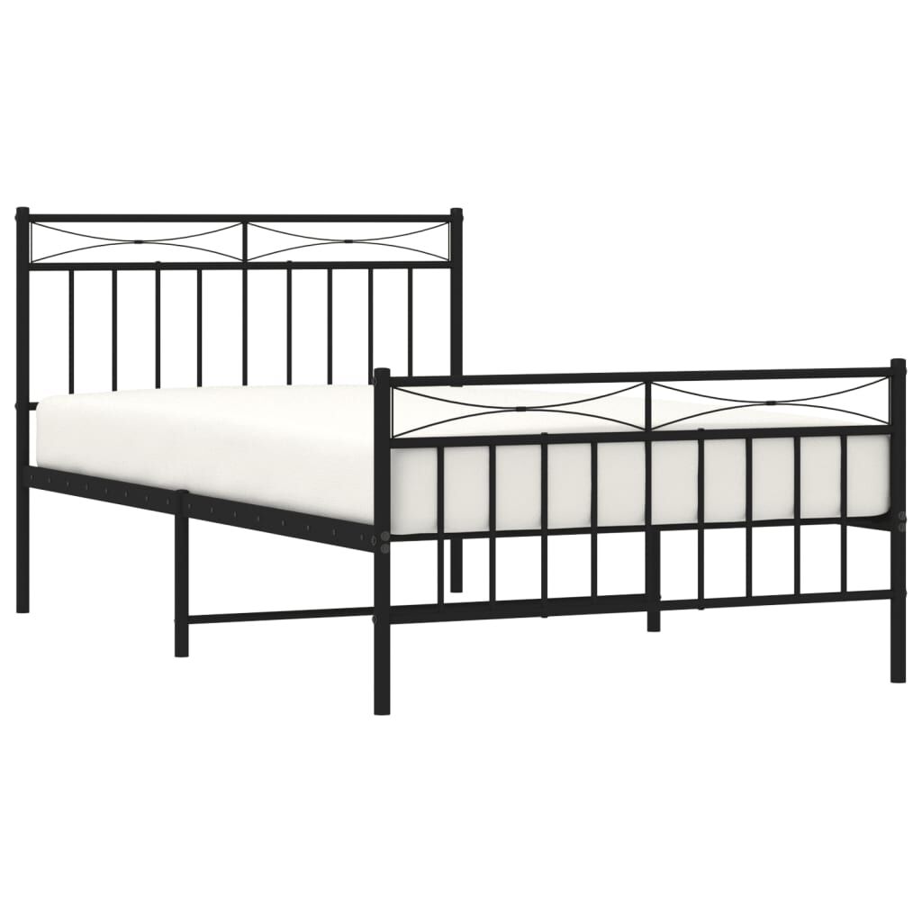 vidaXL Metal Bed Frame without Mattress with Footboard Black 100x200cm