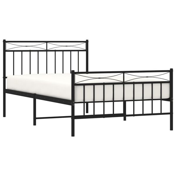 vidaXL Metal Bed Frame without Mattress with Footboard Black 100x200cm