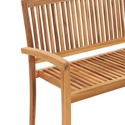 vidaXL Stacking Garden Bench with Cushion 128.5 cm Solid Teak Wood