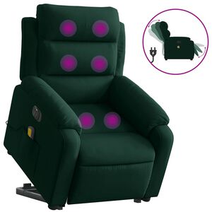 vidaXL Electric Stand up Massage Recliner Chair Dark Green Velvet