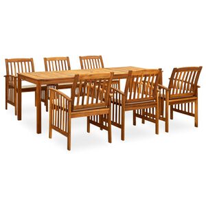 vidaXL 7 Piece Garden Dining Set with Cushions Solid Acacia Wood